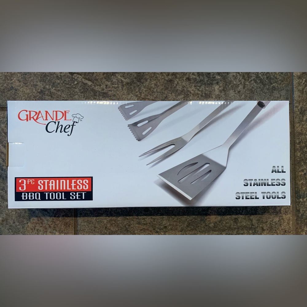 BBQ Grill Utensils Stainless Steel Spatula Tongs Fork